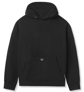 เสื้อฮู้ดผ้าฝ้าย100% โอเวอร์ไซส์สำหรับผู้ชายเสื้อผ้าแนวสตรีทแวร์ไหล่ตกไซส์500gsm เสื้อมีฮู้ดลายว่างเปล่าสีดำแบบออกแบบได้ตามต้องการ - Product Image 4