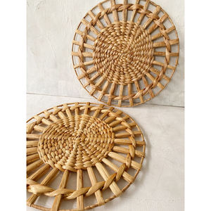 Vente en gros artisanal décoration murale suspendue bohème décoration rustique napperons de table ronds en jacinthe d'eau - Product Image 4