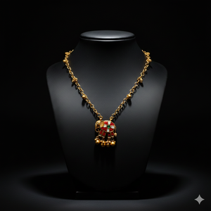 22K Gold Antique <b>Elephant</b> Meenakari <b>Necklace</b> Traditional Fine Jewelry - Product Image 1