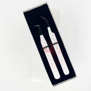 Neno ชุดปากคีบต่อขนตาสแตนเลสแข็งแบบมืออาชีพหัวเพชรดีไซน์หัวใจสีขาวเส้นใยเพิ่มวอลลุ่มขายส่ง - Product Image 5