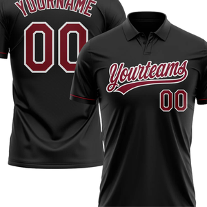 Polo personnalisé noir en sublimation avec nom et numéro, polo de sport personnalisé pour les équipes, vêtements d'équipe personnalisés, chemise de sport - Product Image 3