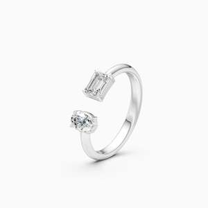 Anillo delicado de banda abierta con diamantes cultivados en laboratorio para mujer, 0.66 ct, en oro amarillo, blanco y rosa de 9 quilates - Product Image 3