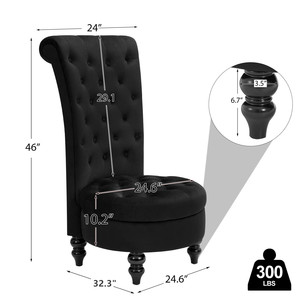 James Royal Chair Set of Two Thick <b>Padding</b> and Solid Wooden Legs in Black Finish - Product Image 6