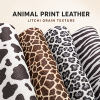 Tissu en similicuir PU à imprimé animal, grain régulier et grain litchi, pour sacs, chaussures et projets DIY