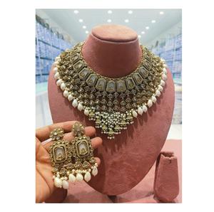 Export Quality Traditional <b>Pakistani</b> Necklace <b>Set</b> with Matching Earrings Perfect for Weddings & Festive Wear Sale - Product Image 1