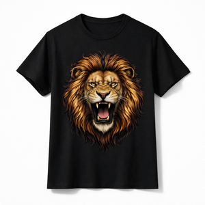 T-shirt en coton premium à col rond avec imprimé visage de lion féroce, tissu doux, vêtements décontractés, fabrication OEM, nouvelle arrivée 2026, vente en gros - Product Image 3