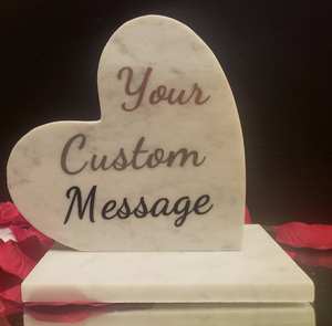 Sculpture de cœur en marbre poli Art Déco Craft Exim, base personnalisée avec message personnalisé, cadeau décoratif pour la Saint-Valentin/anniversaire - Product Image 1