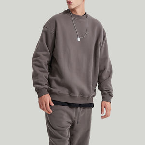 Alta calidad personalizada cuello redondo al por mayor básico 300g pesado Regular Fit polar invierno Color sólido poliéster/algodón sudadera hombres - Product Image 2