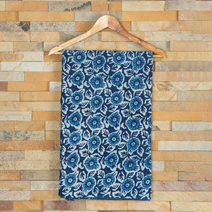 Premium 120gsm Combed <b>Yarn</b> <b>Organic</b> Cotton Soft Indigo Floral Block Print Classic Girls' Dress Woven Home Textile Shirts Curtains - Product Image 1