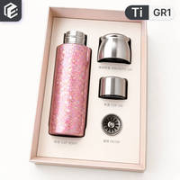 Gourde isotherme portable en titane pur de 430 ml avec fermeture magnétique, personnalisable, écologique, avec coffret cadeau
