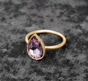 À la mode 10mm coussin rose Hydro Quartz lunette ensemble anneau 925 argent à la main mince bande anneau bijoux pour tenue de fête - Product Image 2