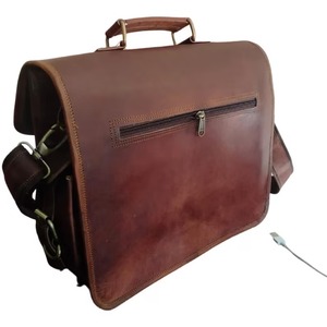 Sac d'ordinateur portable unisexe à bandoulière fait à la main véritable Style Vintage en cuir Duffle voyage bagages de nuit pour le travail ou le Sport - Product Image 5