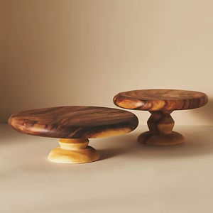 Présentoir de gâteau en bois rustique décoratif plateau détachable en bois d'acacia pour les mariages et les fêtes d'anniversaire pour le service de nourriture - Product Image 1
