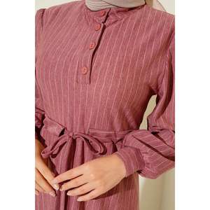 Robe rayée coupe fine Dusty Rose - Product Image 1