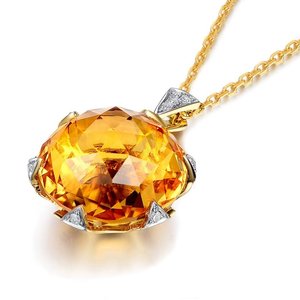 Collier pendentif en argent sterling avec pierre précieuse citrine jaune naturelle taille Art Déco sertie à griffes, certifiée IGI, 5,50 carats, pour femme, idéal pour les soirées - Product Image 6