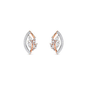 Boucles d'oreilles feuille de diamant en or 14 carats | Diamants de laboratoire de 0.19 ct | Design élégant de feuille de marquise | Or rose, blanc et jaune - Product Image 1