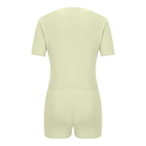 Conjunto de 2 piezas de manga corta para mujer, ropa de yoga para gimnasio de alta calidad, cierre elástico, patrón sólido, transpirable frontal personalizado, novedad - Product Image 5