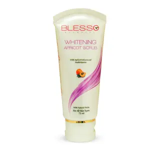 Blesso天然美白杏磨砂膏正常75毫升天然面部护肤清洁去角质美白身体磨砂膏