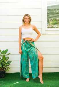 Vente chaude femmes Tie Dye Imprimer Palazzo Flare Pantalon Taille Haute Lâche Longue Jambe Large Maxi Pantalon Tissé Motifs Décoration - Product Image 3