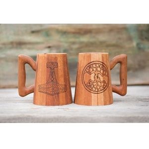 Taza rústica de madera hecha a mano para café, cerveza e hidromiel - Product Image 2