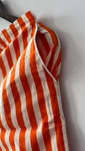 Conjunto de Pijama corto de algodón a rayas naranja para mujer, ropa de salón de verano, traje de noche con botones y ribetes - Product Image 6