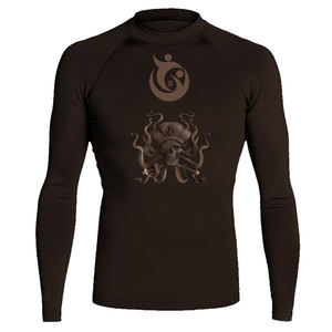 Rashguard à manches longues de compression UPF 50 + pour hommes, haut de gymnastique imprimé avec logo personnalisé pour MMA et sports de surf, chemise de surf unie - Product Image 5