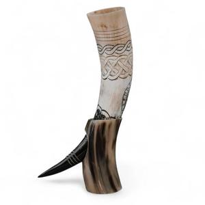 Cuerno para beber vikingo hecho a mano de alta calidad, logotipo personalizado, Animal ecológico, taza de cuerno de búfalo de tacto Real, soporte pulido - Product Image 6