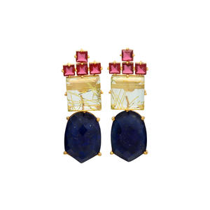 Pendiente de Plata de Ley 925, labradorita, ahumado, Hydro y limón - Product Image 5