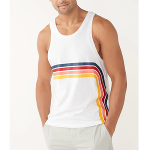 Men’s <b>Rainbow</b> Print Tank <b>Top</b> 100% Cotton Summer Plus Size Sleeveless T Shirt Lightweight Casual Gym Vest - Product Image 1