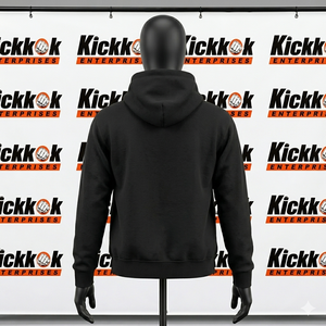 Men's Black Fleece Hooded Sweatshirt Regular Fit Solid Color Casual Autumn Wear With Front Pocket Anti-Pilling Knitted Cotton - Product Image 2