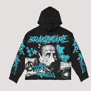 เสื้อฮู้ดดี้สไตล์สตรีทแวร์สำหรับผู้ชาย พิมพ์ลายทั่วตัว ผ้าฝรั่งเศสเทอร์รี่เนื้อหนัก วินเทจ พร้อมโลโก้แบบกำหนดเอง - Product Image 1