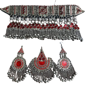 Bijoux de mode indiens fabriqués à la main Tribal Kutch Afghani ensembles de bijoux Kuchi Tribal Vintage collier boucles d'oreille bijoux pour femmes - Product Image 3