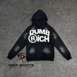 Sudadera con Capucha de Alta Calidad 2025, Resistente al Desgaste, Cálida para Invierno, Estilo Urbano, Bordado Desgastado, Parches, Hecha en Pakistán, para Hombre - Product Image 1