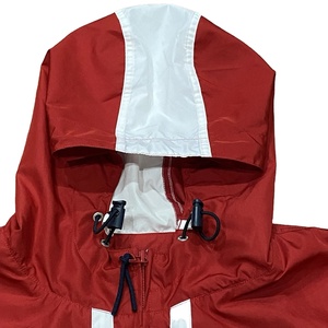 Chaqueta Cortavientos Vintage Roja y Blanca con Capucha, Chaqueta Cortavientos Deportiva de Nailon con Cremallera Completa para Hombre - Product Image 4