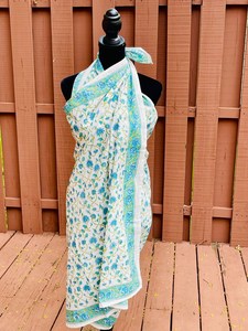 Modal Lace Block Print Women's Full-Length Drawstring Neck Scarf & Head Wrap Beach <b>Sarong</b> Quick Dry - Product Image 4