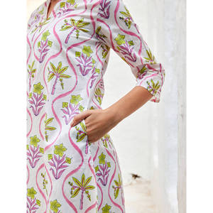 Set of 2 Tharavad Cotton Printed Kurta <b>Pant</b> Set with <b>Three</b> <b>Quarter</b> Sleeves - Product Image 4