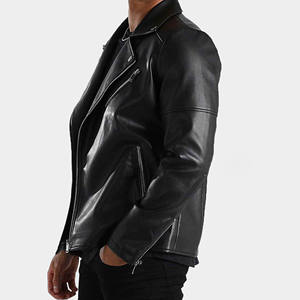 Chaqueta de Motociclista de Cuero para Hombre, Invierno 2025, con Capucha, Resistente al Viento, Corte Ajustado, Cierre Asimétrico con Cremallera y Cinturón - Product Image 5