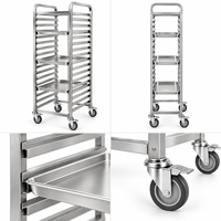 Chariot de boulangerie commercial personnalisé en acier inoxydable pour plateaux de cuisson et bacs à pain