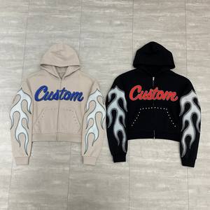 เสื้อฮู้ดดี้ยูนิเซ็กซ์ประดับเพชรเทียม ผ้าฝ้าย 100% สไตล์ฮิปฮอป สตรีทแวร์ คริสตัลเพชร รับทำโลโก้ตามสั่ง ขายส่ง OEM - Product Image 2