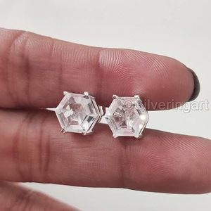 Womens <b>Stud</b> Earring Natural White Topaz Gemstone October Birthstone Christmas Handmade Jewelry 925 <b>Sterling</b> <b>Silver</b> <b>Stud</b> Earring - Product Image 1