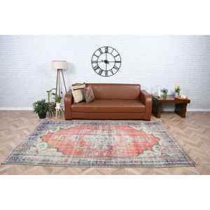 Alfombra Vintage, Alfombra Turca de 5.3x9 pies, Alfombra Roja de Lana Sólida - Product Image 2