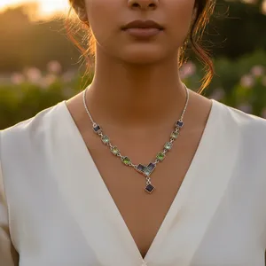 Collier en argent 925 avec pierres précieuses pour femmes, bijoux de mode pour tous les jours - Product Image 3