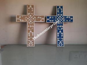 Nouvelle arrivée incrustation d'os croix signe mural Style religieux décor à la maison de l'Inde pour noël nouvel an bois artisanat boîtes en bois - Product Image 6