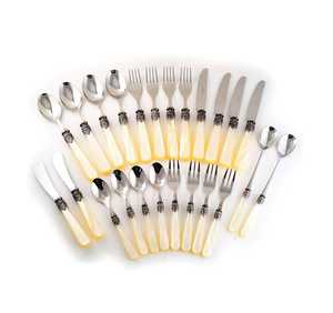 Cuchara de tenedor de acero con espejo para tamaño personalizado con mango de incrustaciones de hueso Cuchara de mesa Cuchillo Cubiertos Caja Tenedores y cuchillos Set - Product Image 4