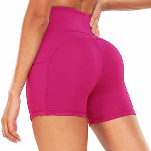 Pantalones cortos de motorista acanalados elásticos de cintura alta para mujer, mallas deportivas suaves y cómodas, sin costuras, cintura alta - Product Image 3