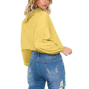 Crop Top sudaderas con capucha bordadas técnicas impresas Anti-Shrink antiarrugas Anti-Pilling transpirable corto con capucha frontal para invierno - Product Image 6