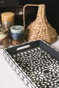 NO <b>TRAY</b> Handmade Serving <b>Tray</b> Luxury Bone Inlay Ramadan <b>Breakfast</b> Food Fruit Coffee Tea Decorative <b>Tray</b> at low - Product Image 5