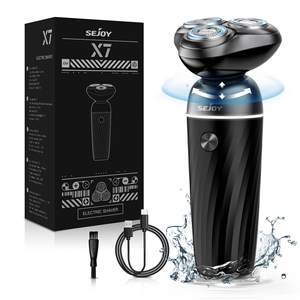 Rasoirs électriques sans fil pour hommes, étanches IPX7, moteur 3400 tr/min, rasoir rotatif 3-en-1 avec verrouillage de voyage, lavable, noir - Product Image 2