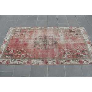 Tapis vintage 3,5 x 6,6 pieds, tapis d'inspiration turque, tapis oriental rouge et blanc - Product Image 3