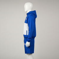 Conjunto Deportivo de Dos Piezas para Hombre, Chaqueta Cortavientos con Capucha y Pantalones Cortos, Estilo Urbano, Color Sólido, con Cierre de Cordón y 100% Nailon